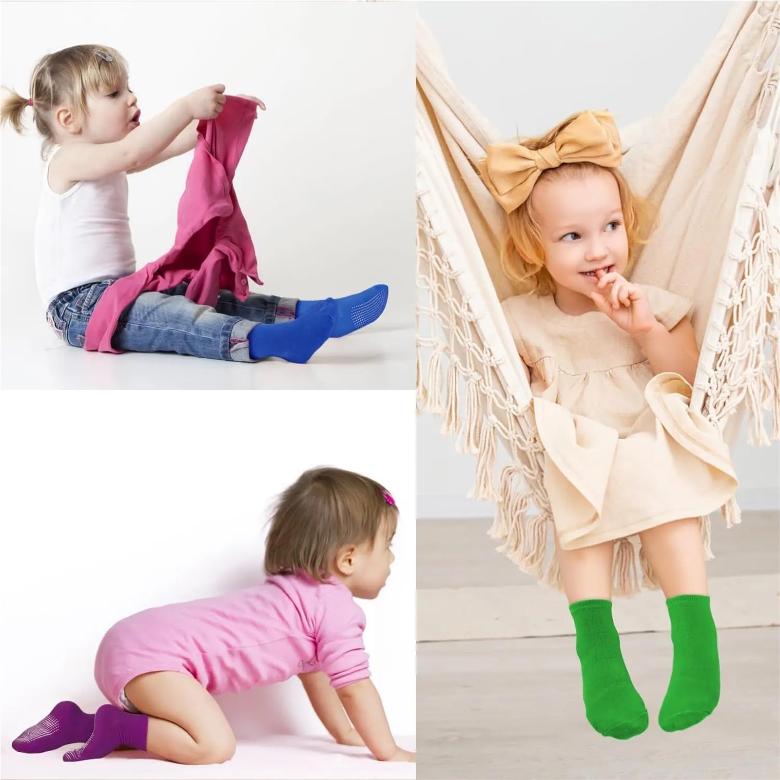 Calcetines Antideslizantes para Yoga 12 pares de calcetines antideslizantes a media pantorrilla for niños 0 a 10 años, adecuados for la escuela, el hogar, los viajes y deportes(3-5Y)