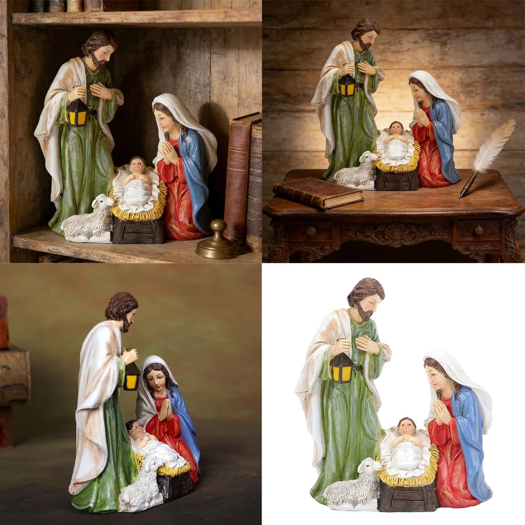 Decorazione natalizia in resina con luce LED e pila a bottone per uso familiare
