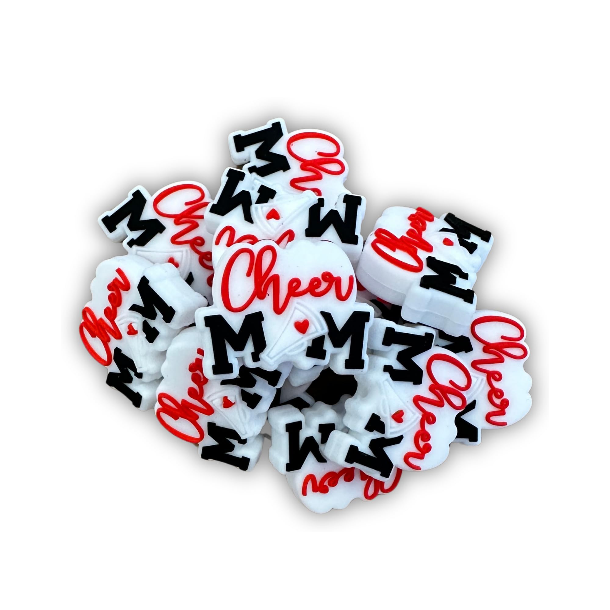 Cuentas focales de silicona Lashicorn Cheer Mom para hacer llaveros con pompones (12 ud)
