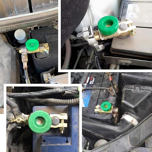 Miniatura 7 de Interruptor de desconexión de batería de poste superior 12V-24VQuick Disconnet Master Battery Isolator con perilla verde para automóviles, camiones,