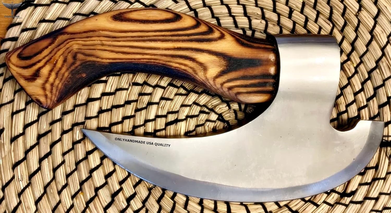 Viking Axe, Viking Hatchet Custom Handmade Pizza Cutting Axe with Leather Sheath, Meat Cutting Axe Personalized Gifts, Gifts for Him, in USA (Cognac)