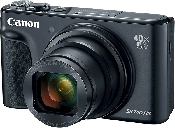 Canon PowerShot SX740 Digital Camera w/40x Optical Zoom & 3 Inch Tilt LCD - 4K VIdeo, Wi-Fi, NFC, Bluetooth Enabled (Black) (Renewed)