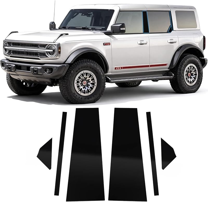Molduras de acabamento dos pilares B e triângulos traseiros GafeSkui para Ford Bronco 4 portas 2021–2026 – 6 unidades