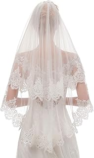 EllieHouse Women's Short 2 Tier Wedding Bridal Veil With Comb L24