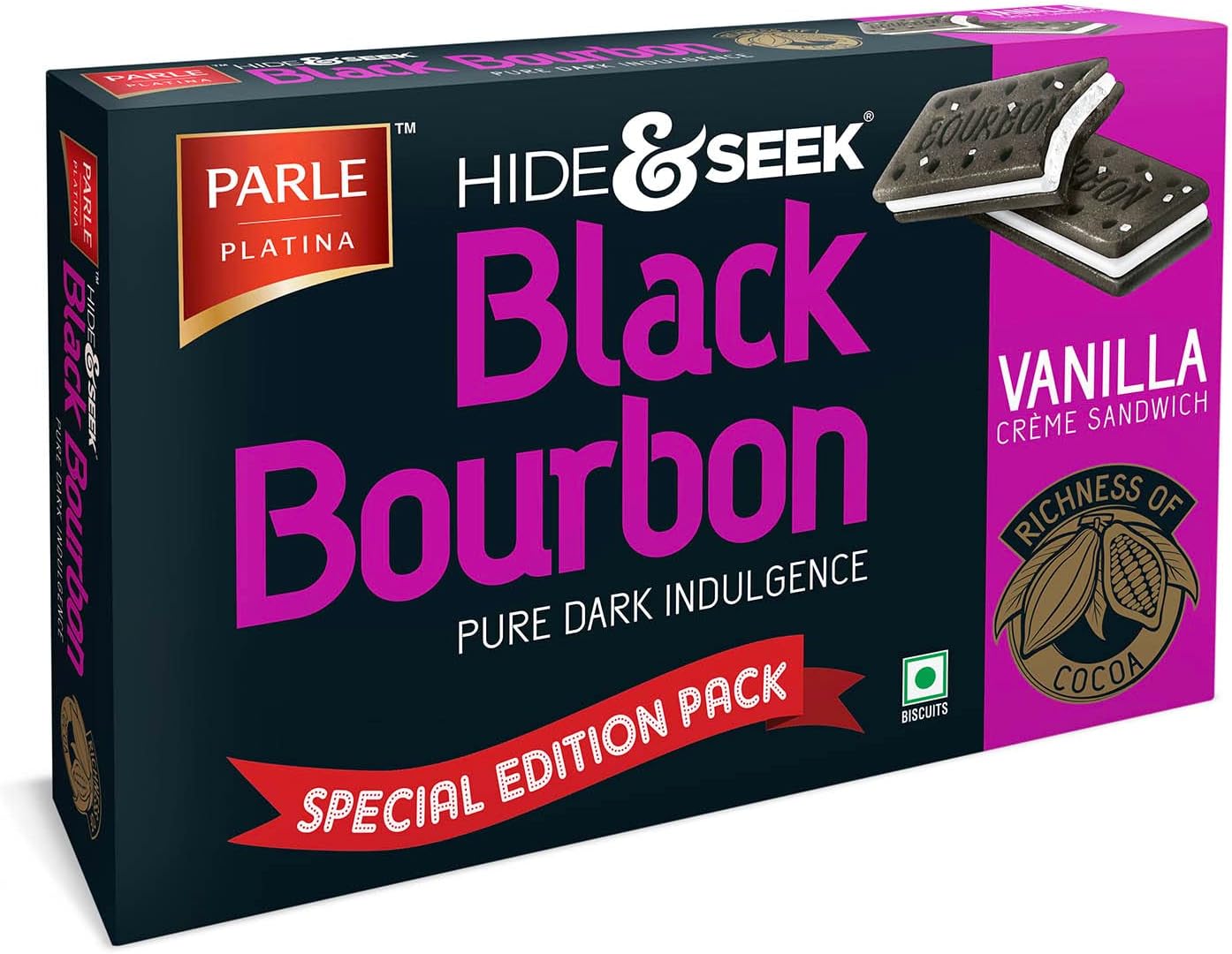Parle Platina Hide & Seek Black Bourbon Vanilla 270g/ 300g( Weight May Vary )