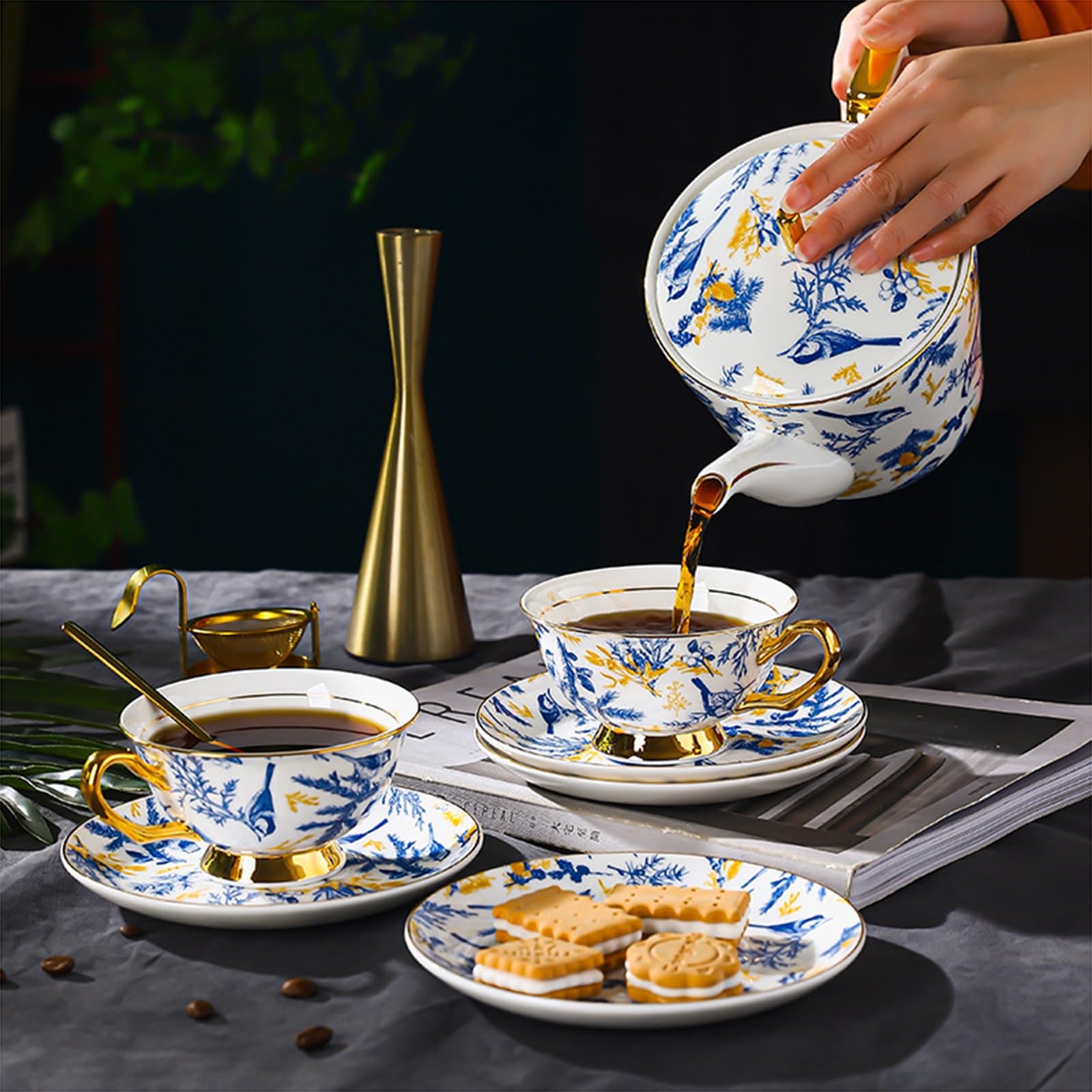 Zestaw spodków z europejskiej porcelany kostnej, zestaw spodków 6, zestaw popołudniowej herbaty, nowe pudełko prezentowe z porcelany kostnej do domu, kuchni, biura (H-4)