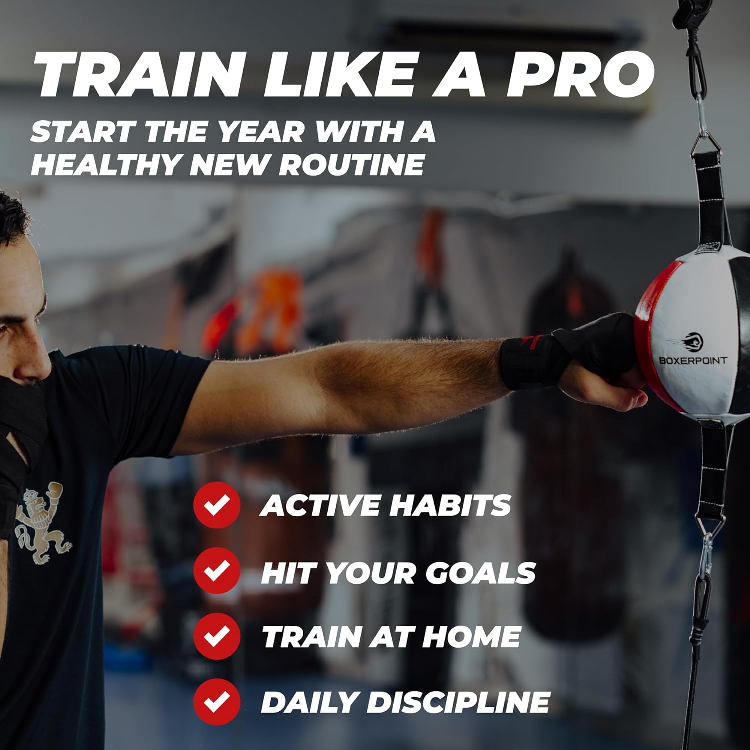 Boxerpoint Bag for Boxing - Premium Punching Bags - Durable PU Leather & Adjustable Cords Double Ended Punching Bag, Speed Bags for Adults, Boxing Equipment