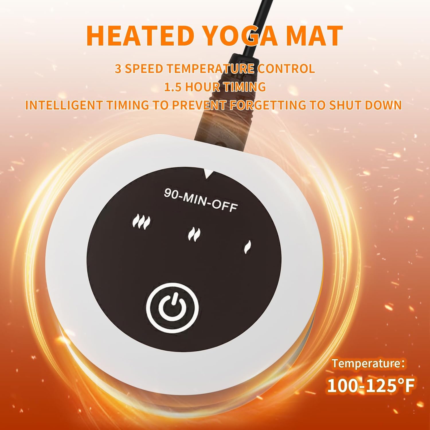 Heating Yoga Mat with Fast Heating System, 72"x27" Extra Large Non-Slip Mat, Dual-Layer TPE+PU Material for Hot Yoga, Pilates & Floor Exercises, Includes Controller