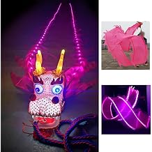 3D dragon Flinging The Ribbon Streamer, Dragon Pink Light Up Dragon Dance Ribbon, Outdoor Fitness Dragon Design Spinning & Shaking with Led, Washable Dragon Juggling Spinning Ribbons Set10 m 33 ft