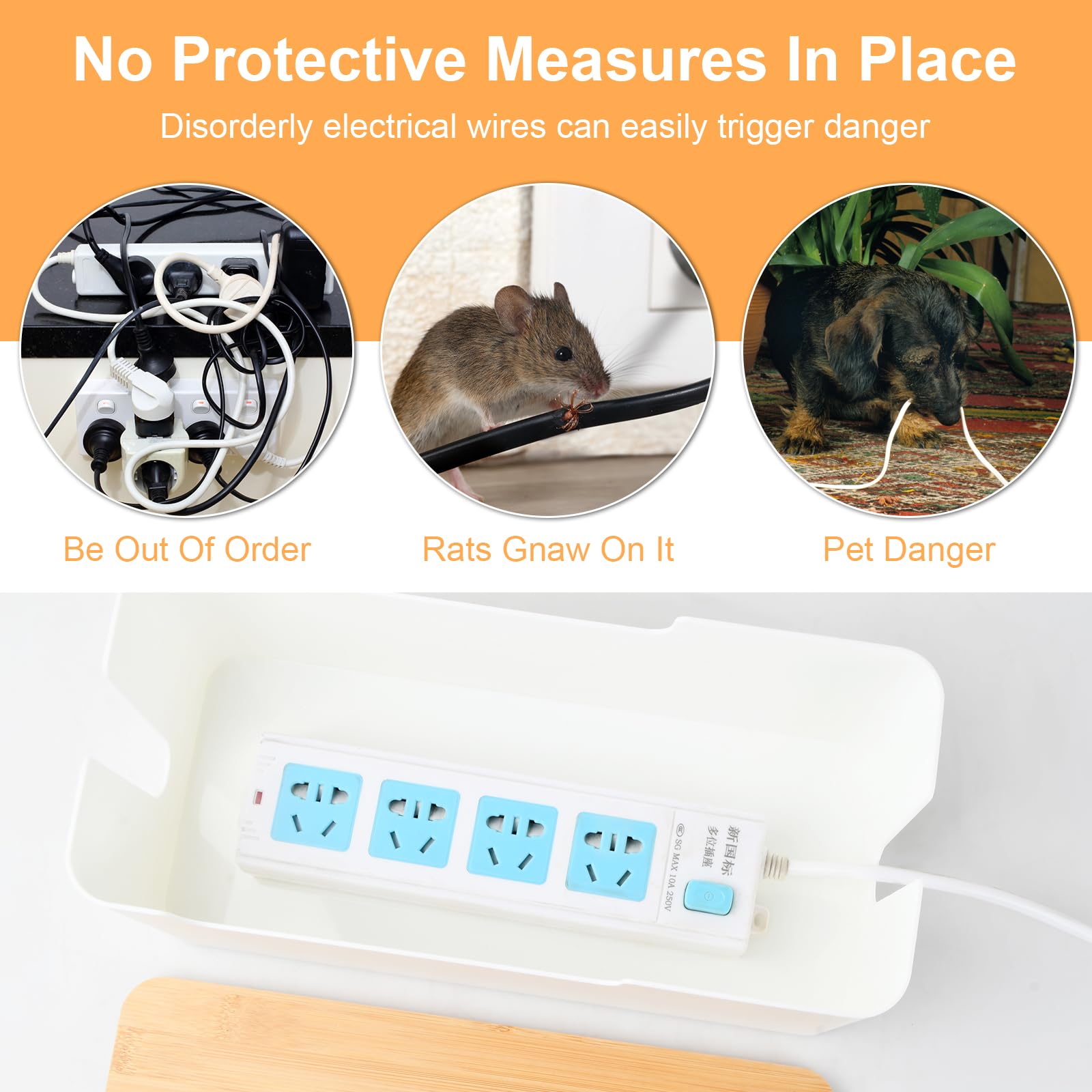 Daelesr Cable Tidy Box, Large Cable Management, Plastic Cord Wire Organiser Box, Desk Cable Management Box - Image 3