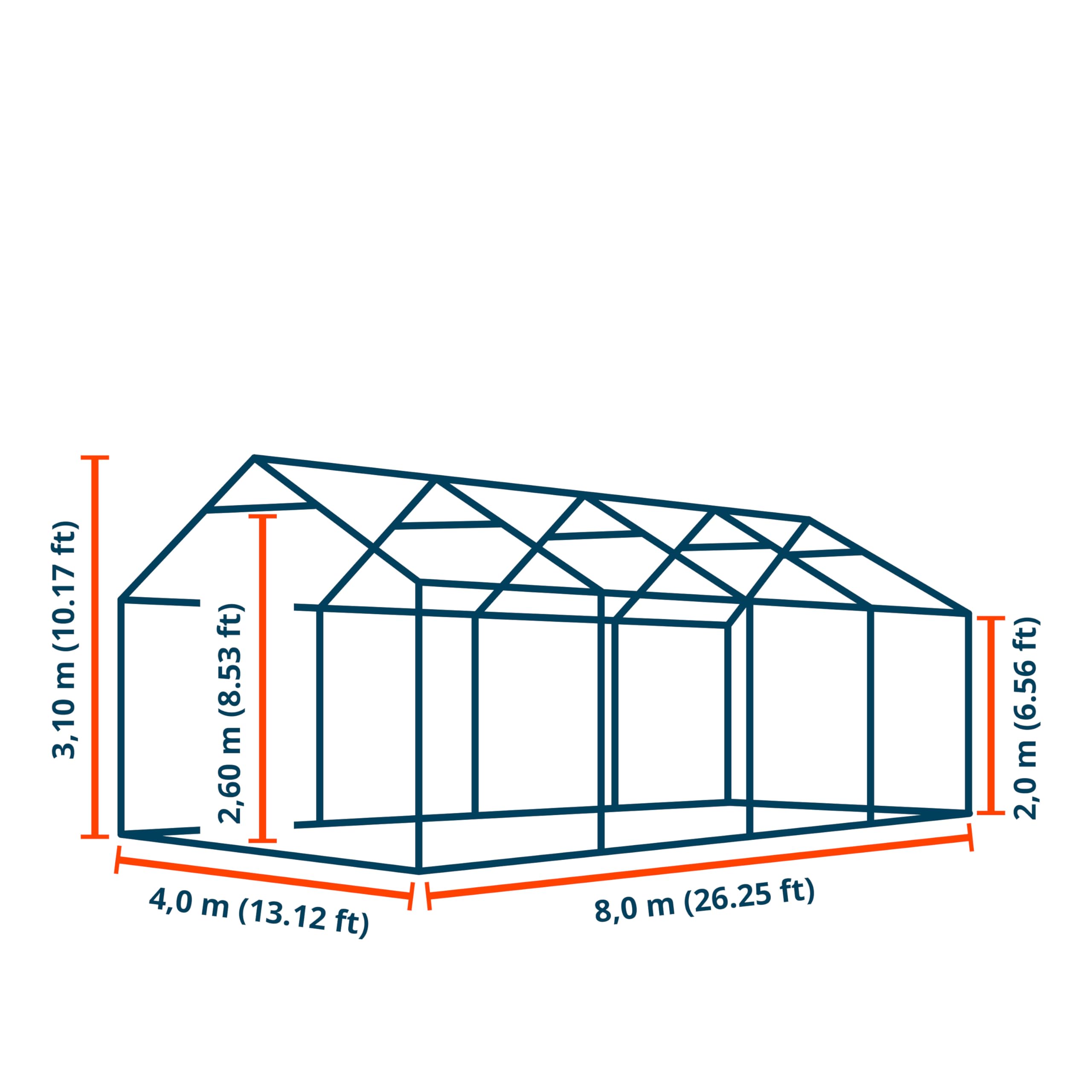 TOOLPORT Carpa para Fiesta 4x8 m de Lona PE 550 N - Carpa de Jardín para Fiestas Blanca Impermeable