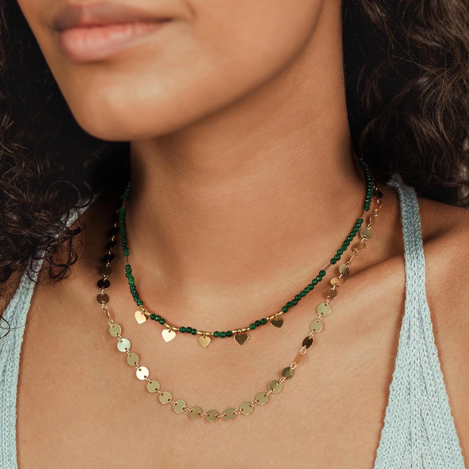 KissYan Beaded Choker Necklace for Women, Colorful Natural Gemstones Pearl Choker 14K Gold Plated Pendant Healing Crystal Necklace Handmade Stone Jewelry Gift - Image 7