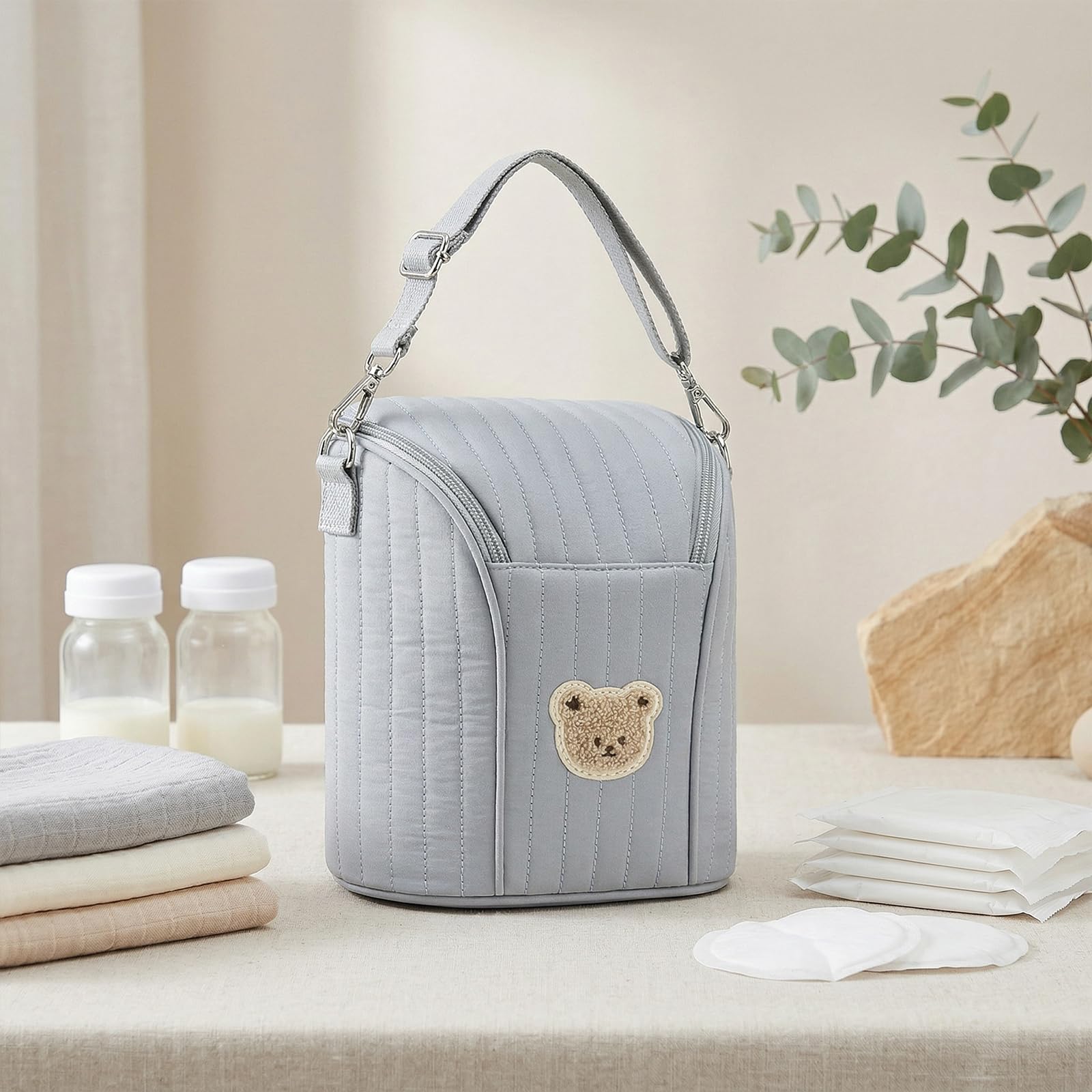 Baby - Bolsa isotérmica reutilizable para Biberón y Leche Maternal Bolsa de almacenamiento portátil para viaje, Azul+5+6, M, Bolsa de almacenamiento