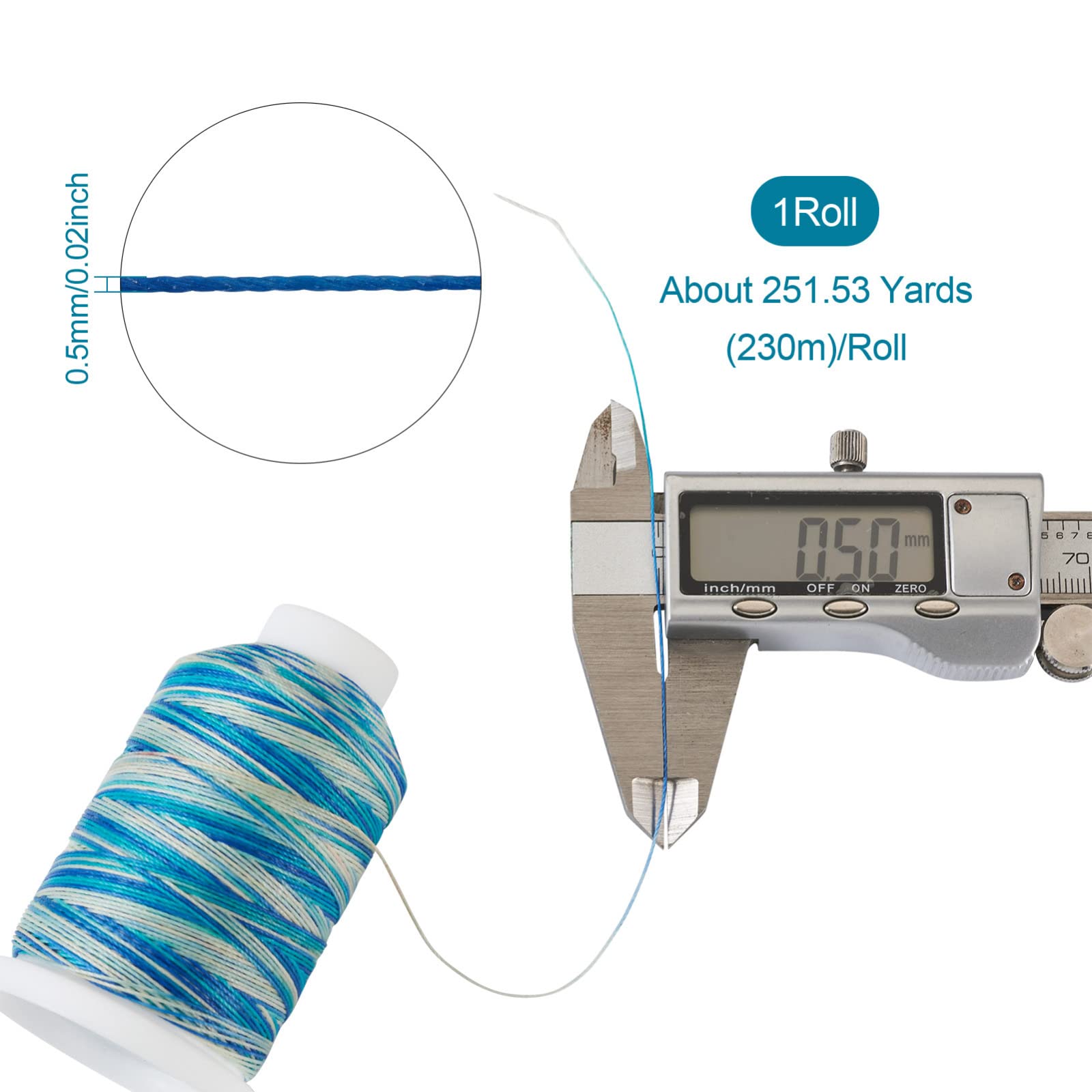 Pandahall 251 Yards Waxed Polyester Cord - Gradient Color Beading Thread For Bracelets & Crafts