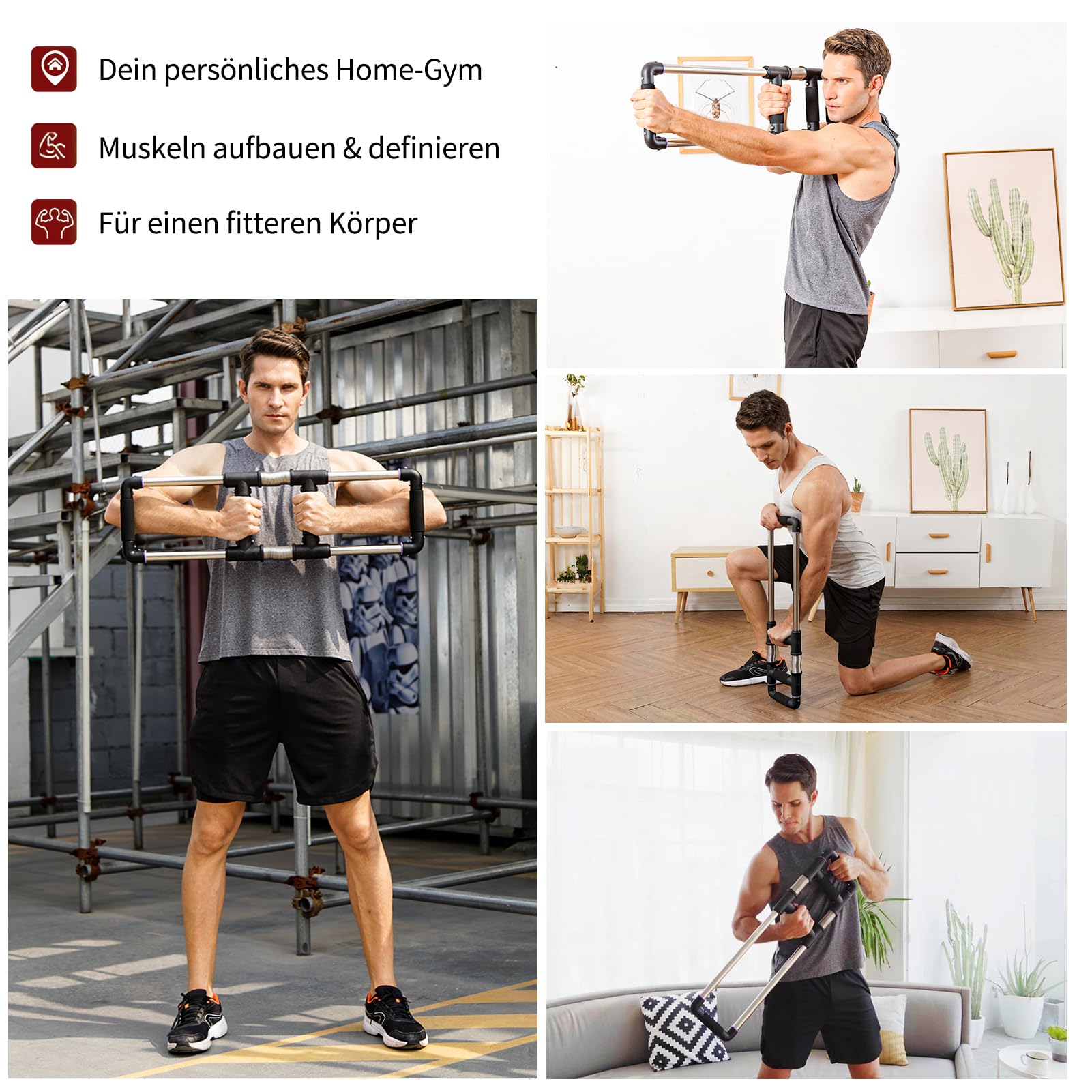 GoFitness Push Down Bar, Brusttrainer Fitnessgerät für Zuhause | Krafttraining Sportgerät für Brustmuskeln, Arme, Schultern, Bauch und Rücken, Home Gym Equipment Brust Trainingsgerät