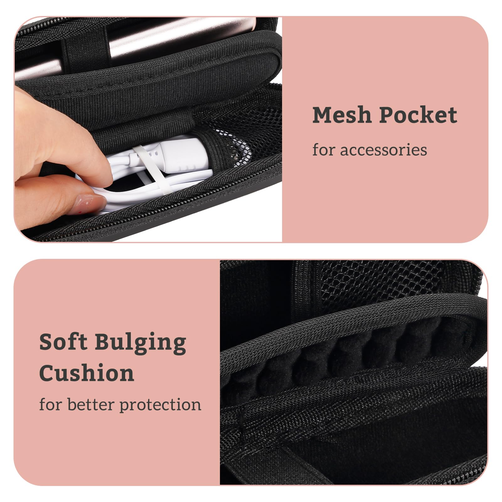 ProCase Hard Travel Case for SolaWave 4-in-1 Facial Wand, EVA Protective Case for Radiant Renewal Wand, Women Face Skincare Wand Storage Room for USB Cable Charger -Black