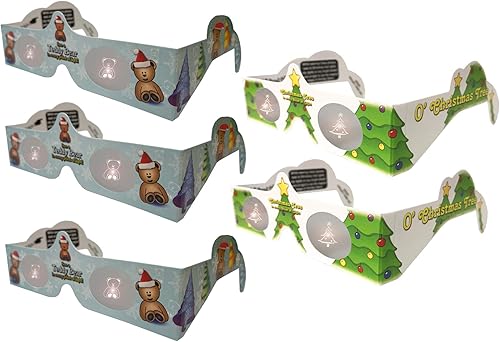 Gafas de Navidad 3D, ojos navideños, 5 pares de anteojos, oso de peluche y árbol, transforman las luces de Navidad en imágenes mágicas, 5 pares