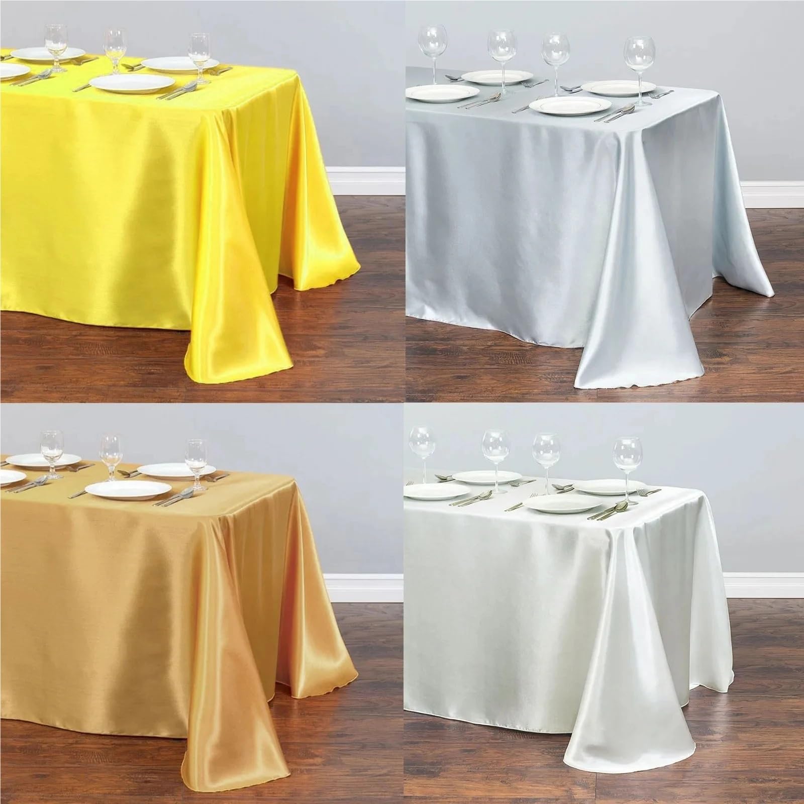 Mantel para Banquetes Mantel de satén for Mesa, Cubierta for cumpleaños, Boda, Banquete, Restaurante, Suministros for Fiestas, 2 uds(White,145x220cm)