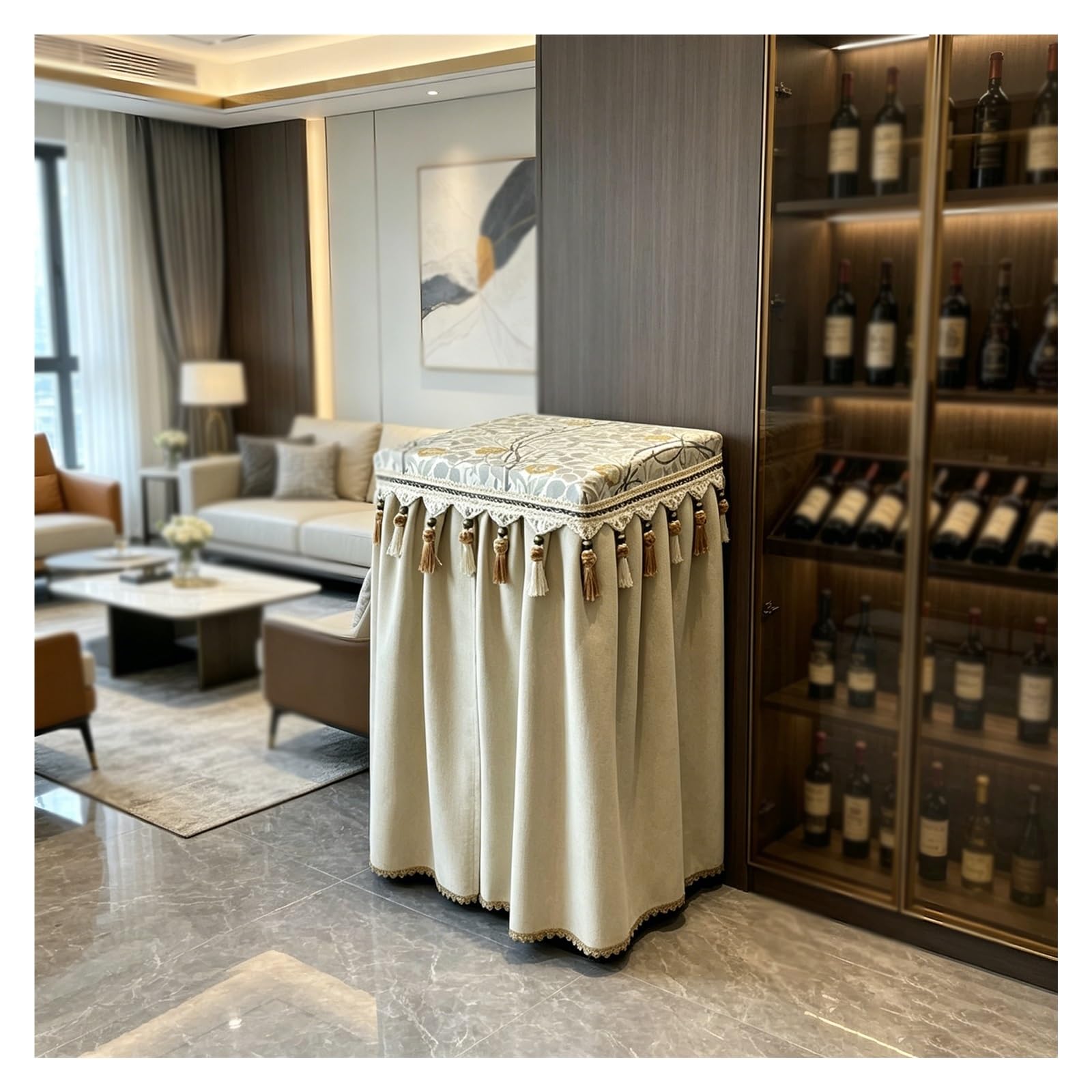 CHZDPP Custom Home Safe Enclosure Cover, Patterned Safe Box Dust Covers with Front Opening, Dust&Water Proof Vault Cover for Freezers/Bedside Table(Beige,31x24x59in/80x60x150 cm)