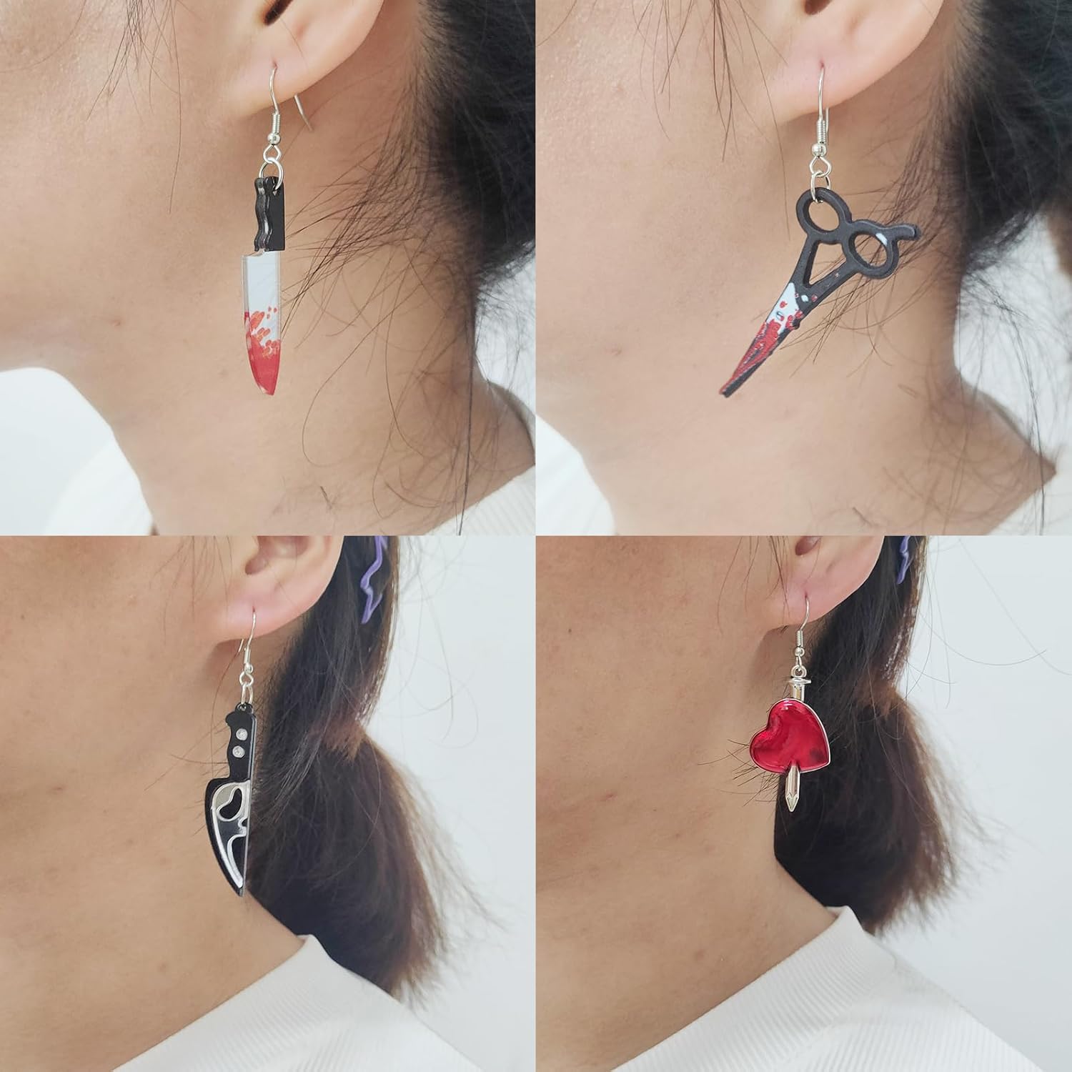 Acrylic Knife Dangle Earrings for Women Goth Dagger Earrings Punk Knife Dagger Drop Dangle Earring Set Halloween Party Jewelry - Image 3