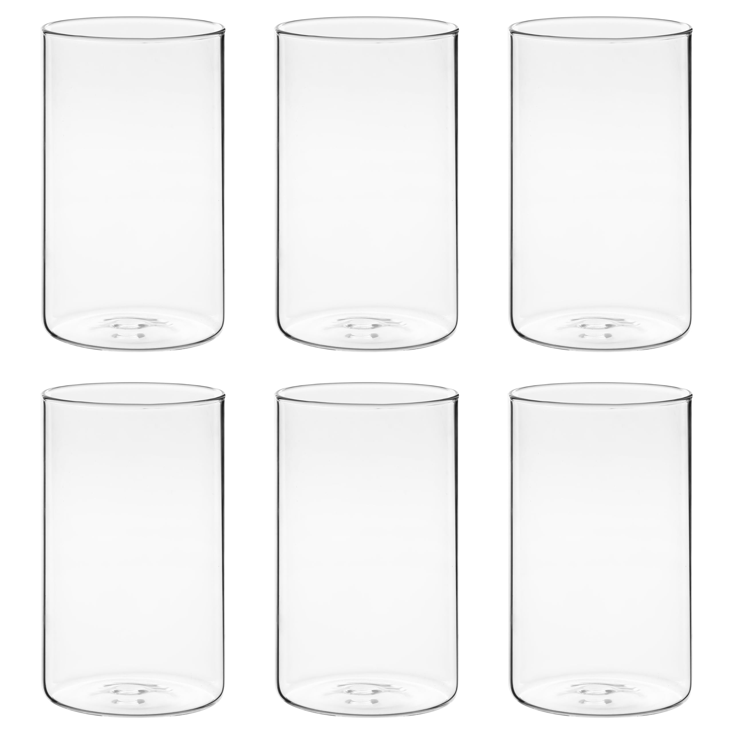 Winter Shore Jarron Cristal de 15 cm para Centro de Mesa [Pack de 6] - Florero Cristal Cilíndrico Transparente para Flores, Velas, Guijarros, Conchas, Cuentas - Decoración para Hogar y Bodas