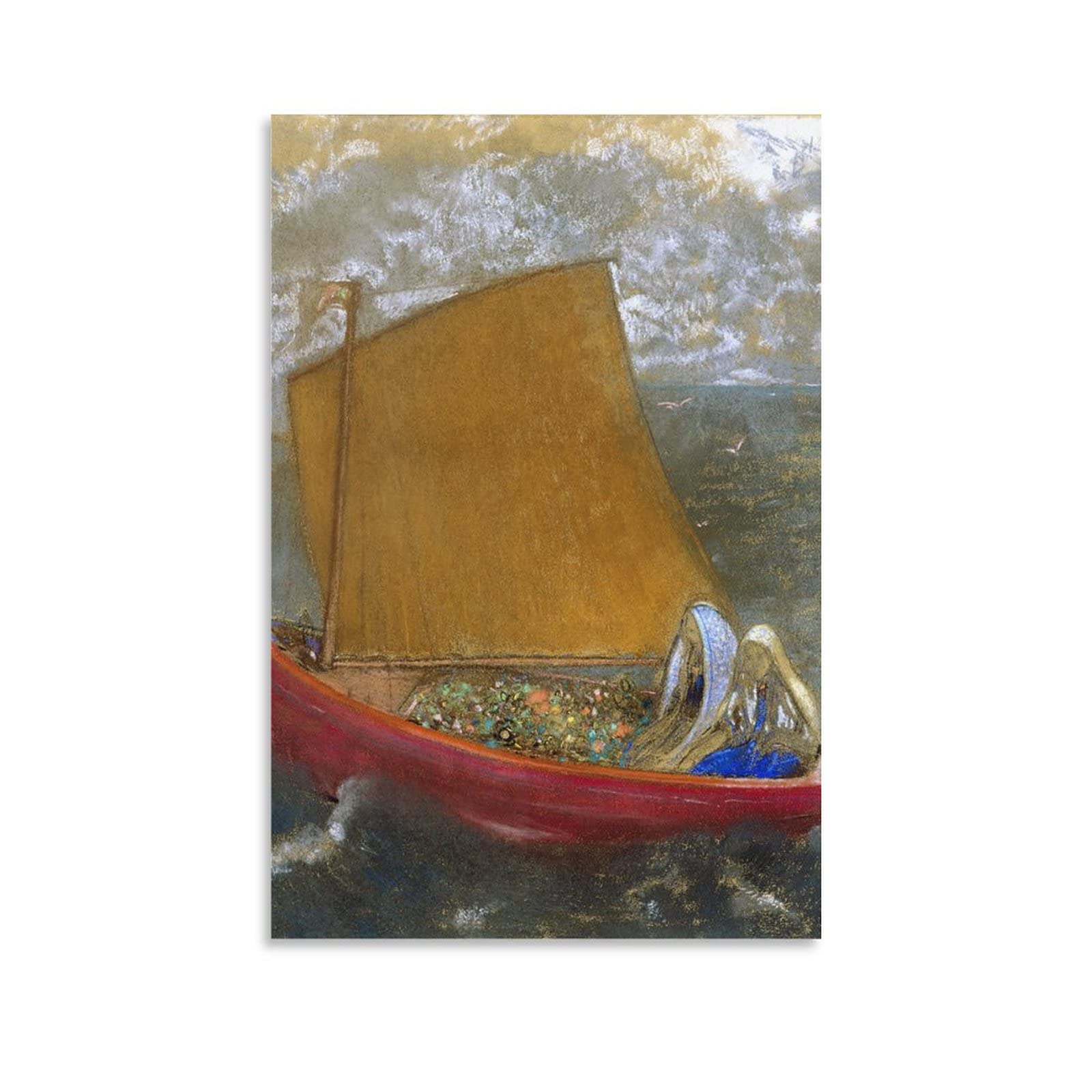 QUBOX Odilon Redon Works Lithographs, Prints, Posters, Room Decorations, Hanging Ornaments (3) Poster Painting Canvas Prints Bedroom Large Home Decor Wall Art Picture Canvas Wall 20x30inch(50x75cm)