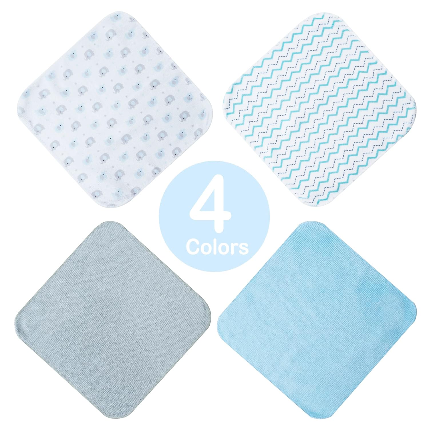 Baby Waschlappen Extra Weich und Ultra Saugfähig Badetuch Tolles Geschenk für Neugeborene und Säuglinge 24 Pack Elefant