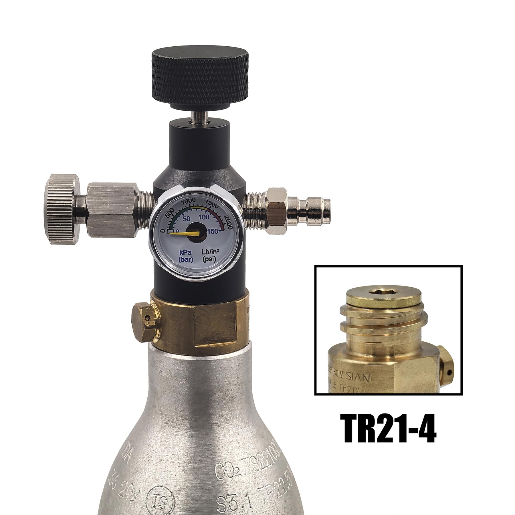 DRYHTEN Set di tubi di riempimento di CO2 con manometro TR21-4