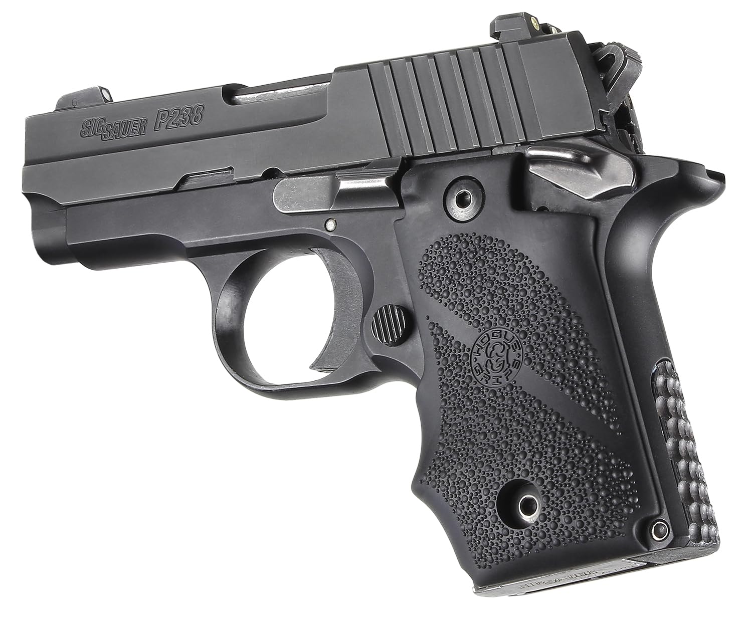 Hogue OverMolded Rubber Grip with Finger Grooves for SIG SAUER P238 - Black - 38000