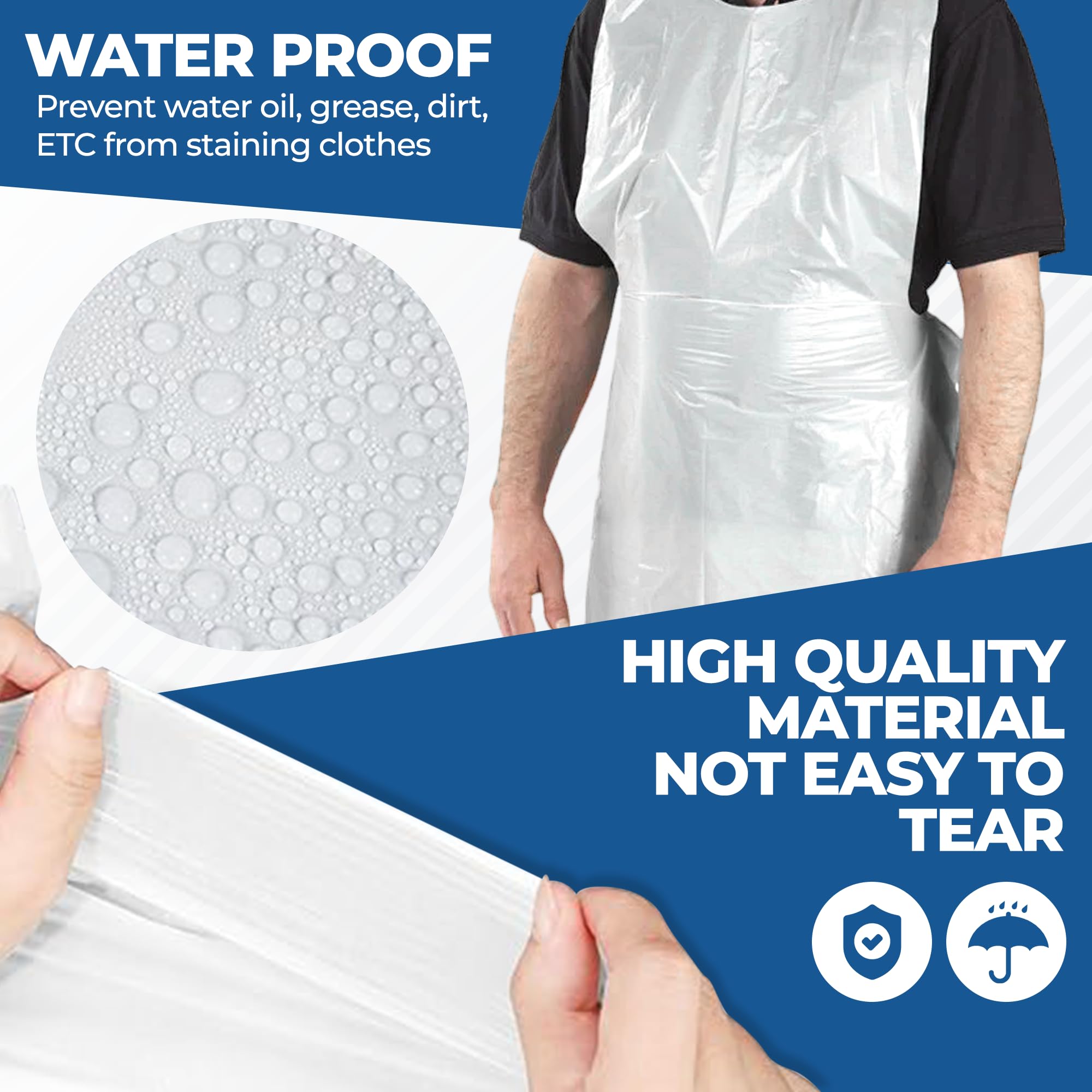 200 Pack Plastic Disposable Aprons 44 X 30 Inch Large Clear Aprons For Cookin