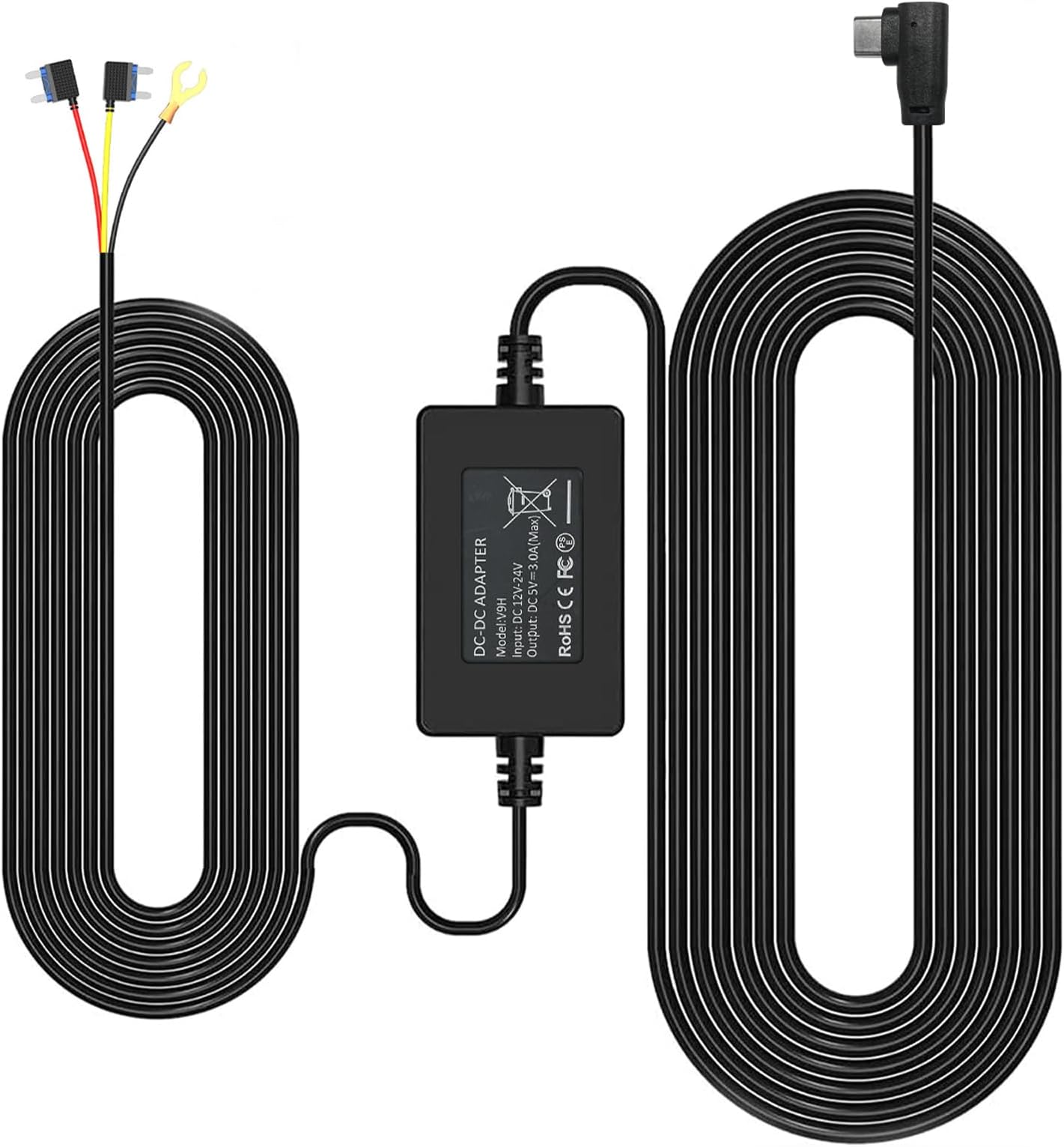 F7N Dash Cam Hardwire Kit, 21.3ft USB C Port Hard Wire Kit for Dashcam,Converts 12V-24V to 5V/2.5A Low Voltage Protection