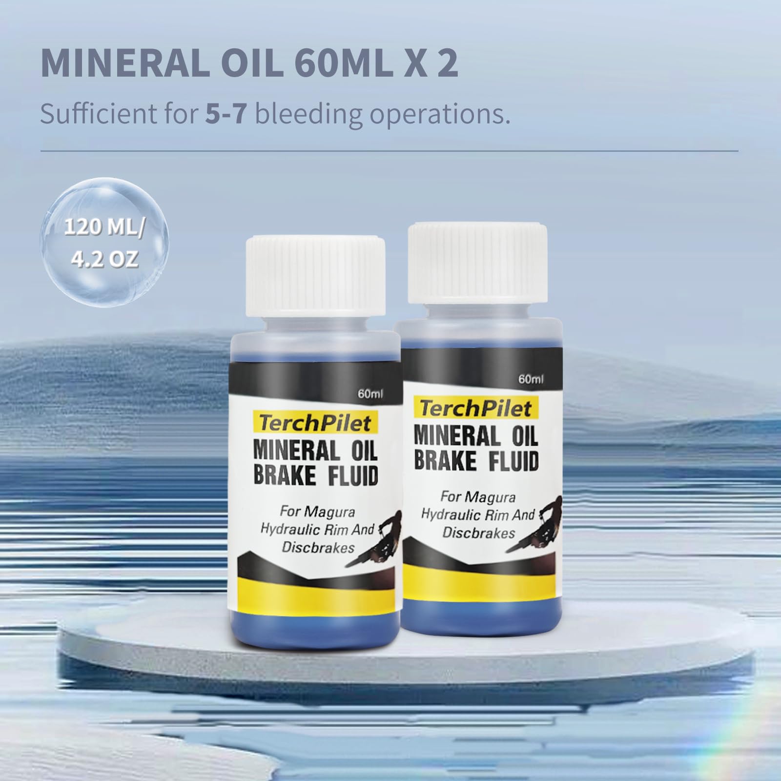 TerchPilet - Liquido per freni ad alte prestazioni, compatibile con olio minerale Royal Blood, 120 ml, compatibile con tutti i sistemi di freni a disco idraulico Magura e cerchione