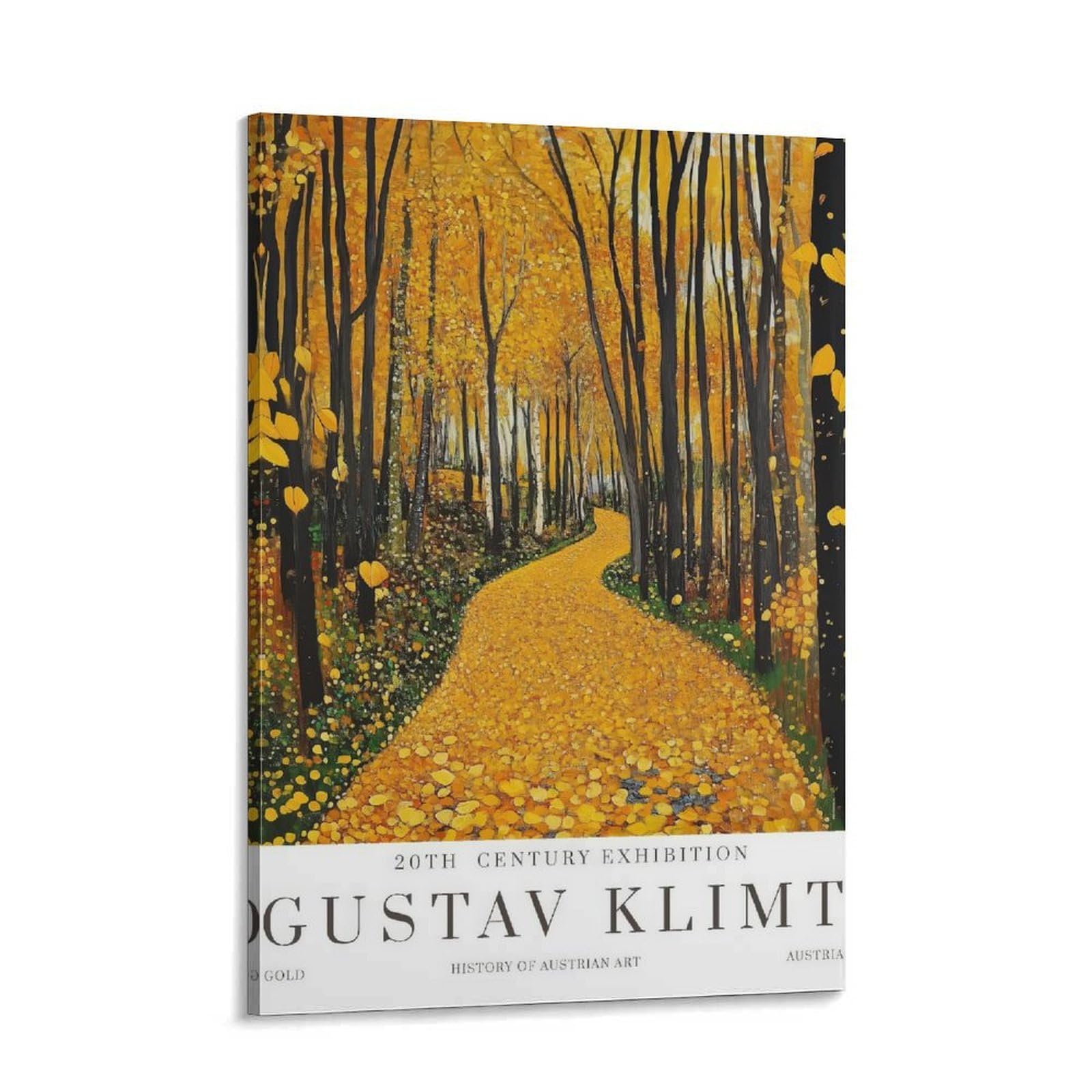 Luihg Frame-Style Gustav Klimt Forest Poster Art Print, Gustav Klimt Exhibition Inspired Artwork Vintage Oil Painting Wall Art Decor For Living Room Bedroom Office