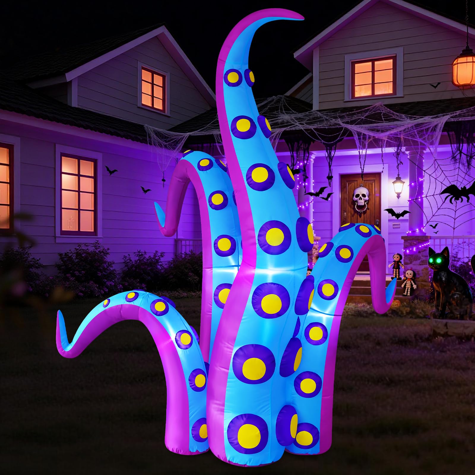 Danxilu 2,4m XXL Halloween Aufblasbar Oktopustentakel Outdoor Deko
