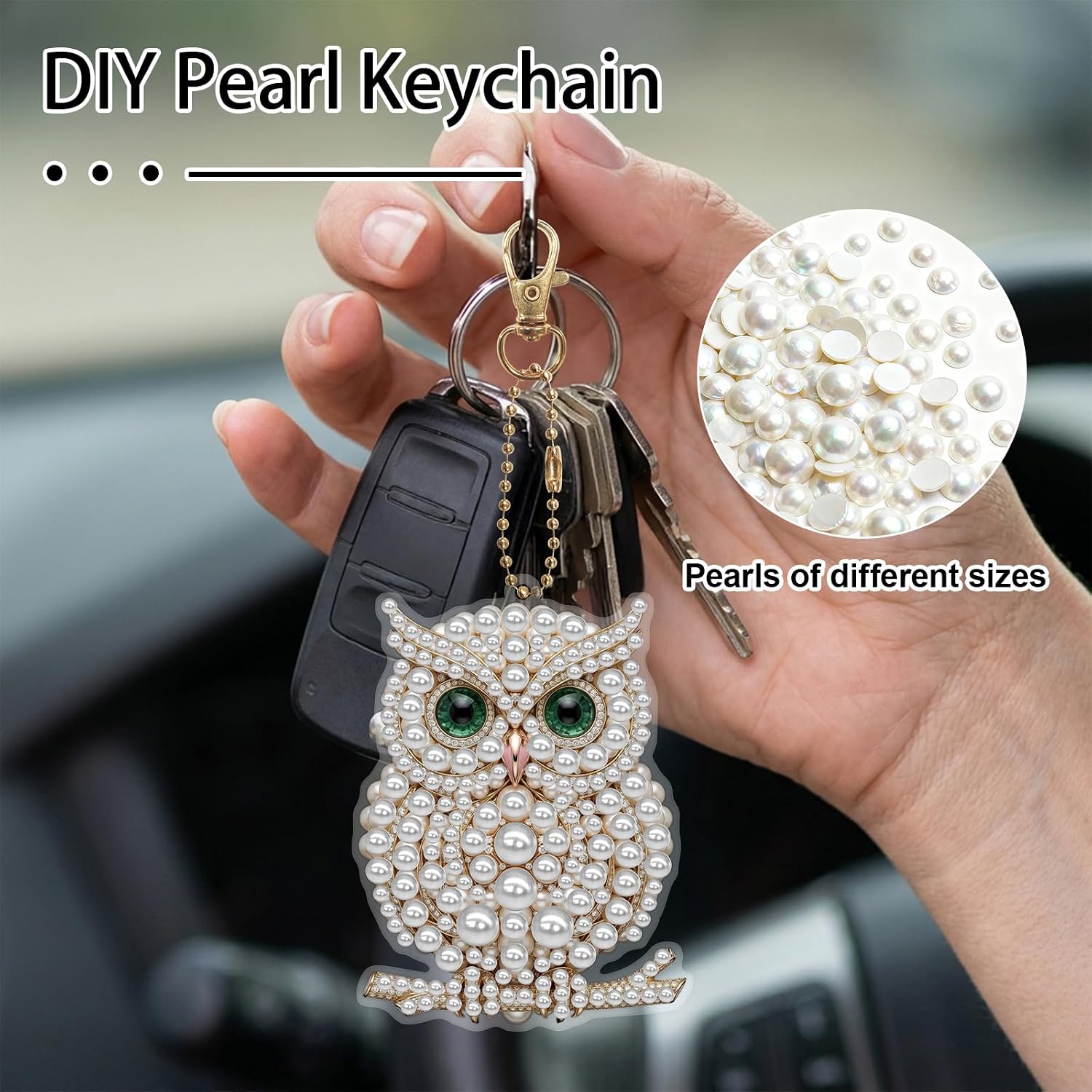 Diamond Painting Keychains Kits, Diamond Art Keyrings for Adults, DIY Key Rings Ornaments Kits (Owl) image 5