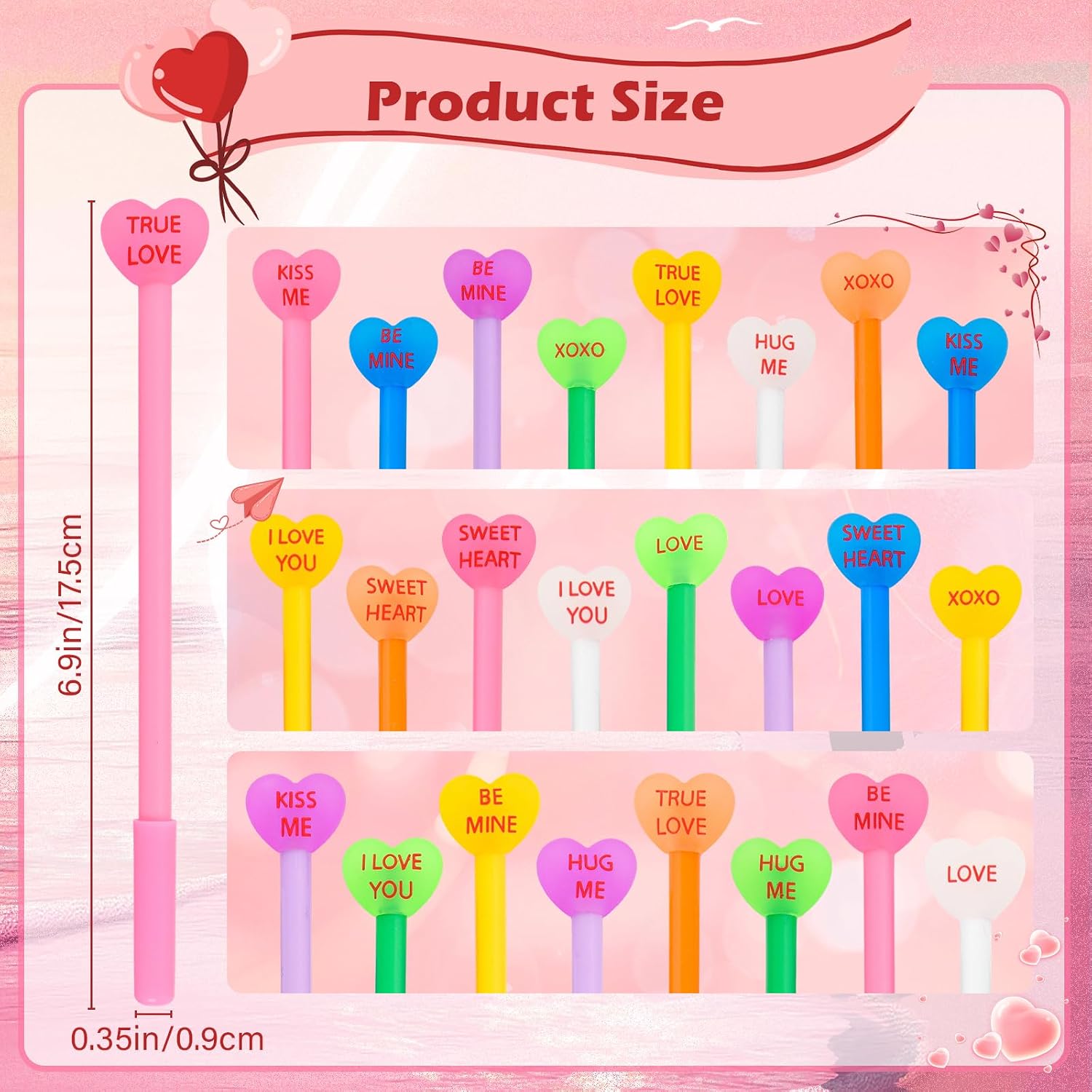 LiYiQ 50 Pcs Valentine's Day Conversation Gel Ink Pen Fun Pens Bulk Kawaii Be Mine Kiss Me Love Conversation Cute Pens for Office Home Student Present