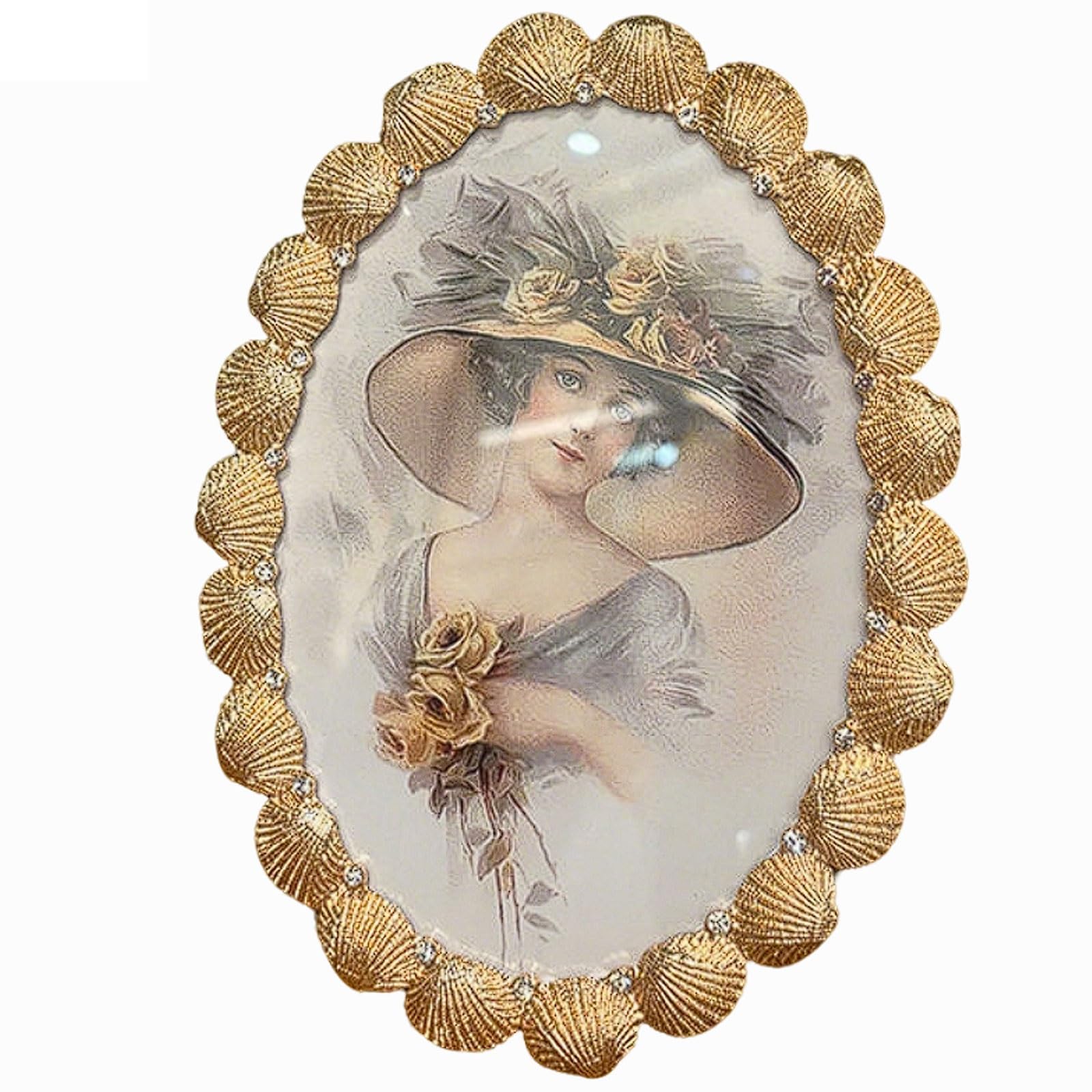 Cadre photo ovale en métal doré esmen et strass pour photo 10 cm Prestige