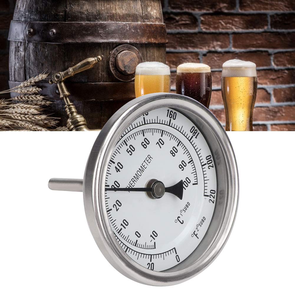 Termometro per Birra, Termometro per Pentole in Acciaio Inox 1/2 NPT Chiaro Termometro a Quadrante in Metallo a Grande Scala per Birra caffè Bevande Caramelle Sciroppo d'Acero