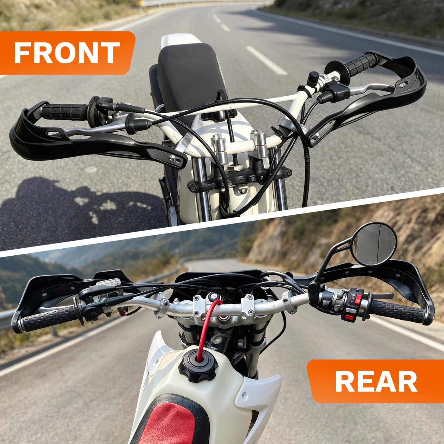 CHIFUN Universal Motorcycles Handguards Compatible with Kawasaki Yamaha Suzuki Honda Motocross Dual Sport Dirt Bike ATV MX, Handlebar Hand Brush Guards Handle Protector (Black)