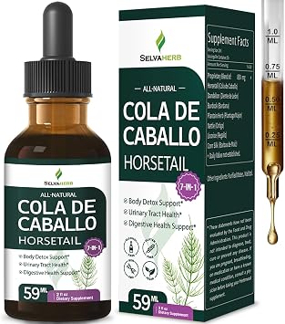 Horsetail Herb Cola de Caballo Hierba Drops for Body Detox Support, 7-in-1 Herbal Supplement for Urinary Tract & Digestive Health with Dandelion Burdock Extract. 2oz