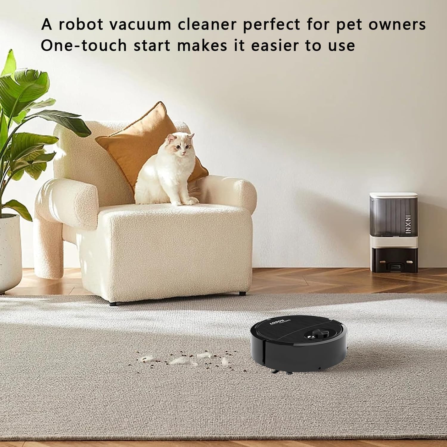 Robot Vacuum Cleaner, One-Touch Start, Slim Design, Robot Vacuum and Mop, Suitable for Cleaning Paper Scraps, Hard Floors and Pet Hair