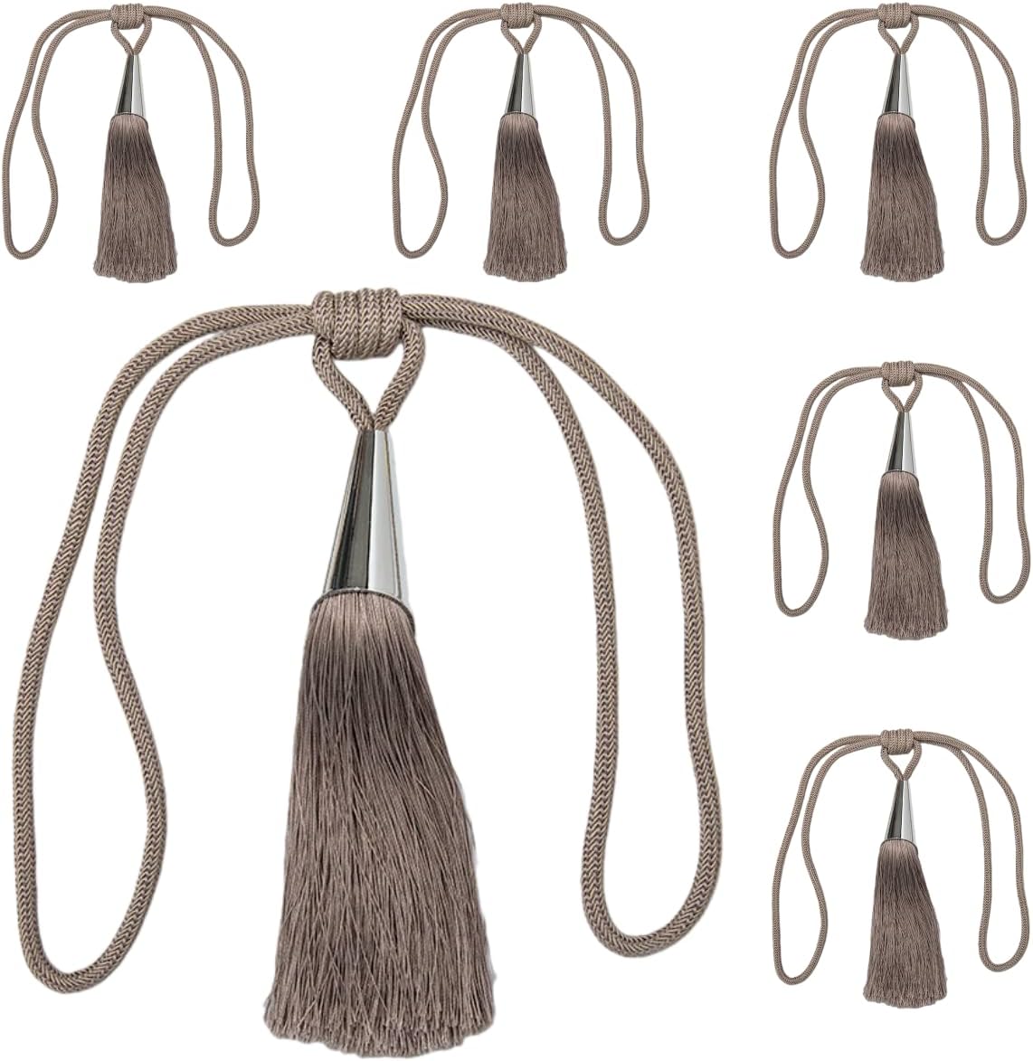 Tassel Window Treatment Holdbacks 6 Piece Set of Tassel Tying Cords 70cm No Drill Curtain Cords Coffee Color