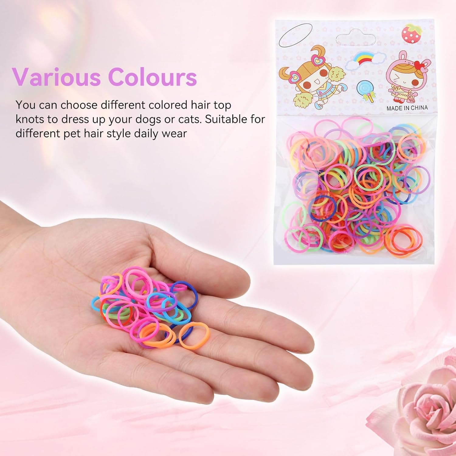 Cyrank 10 Packs of Elastic Bands for Dogs, Hair Ties for Dogs, Wool Bands for Dogs with Mini DIY Elastic Bands, Colourful Beauty Accessories for Dogs 6