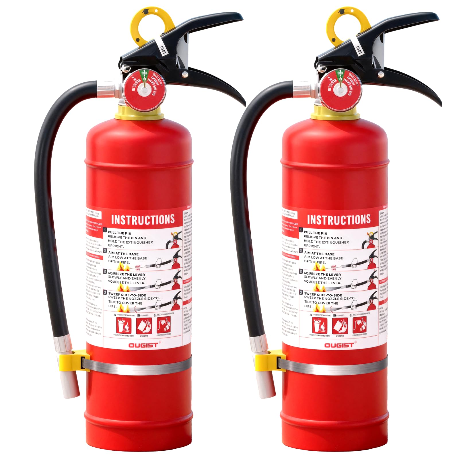 Ougist ABC Dry Chemical Fire Extinguisher, 5 lb – 2-A:10-B:C Model FF2KG (2-Pack)