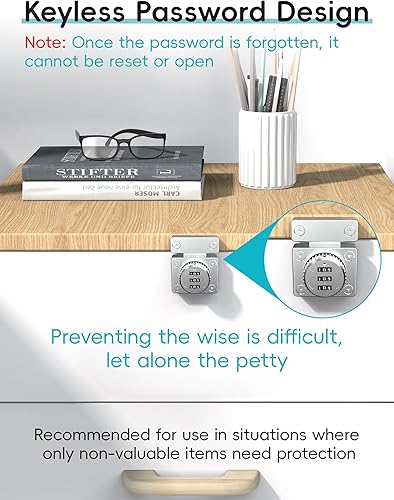 Miniatura 10 de I-EASYDWW Pestillo de contraseña para gabinete, cerradura de gabinete sin llave, pestillo de armario, pestillo de combinación, cerradura de