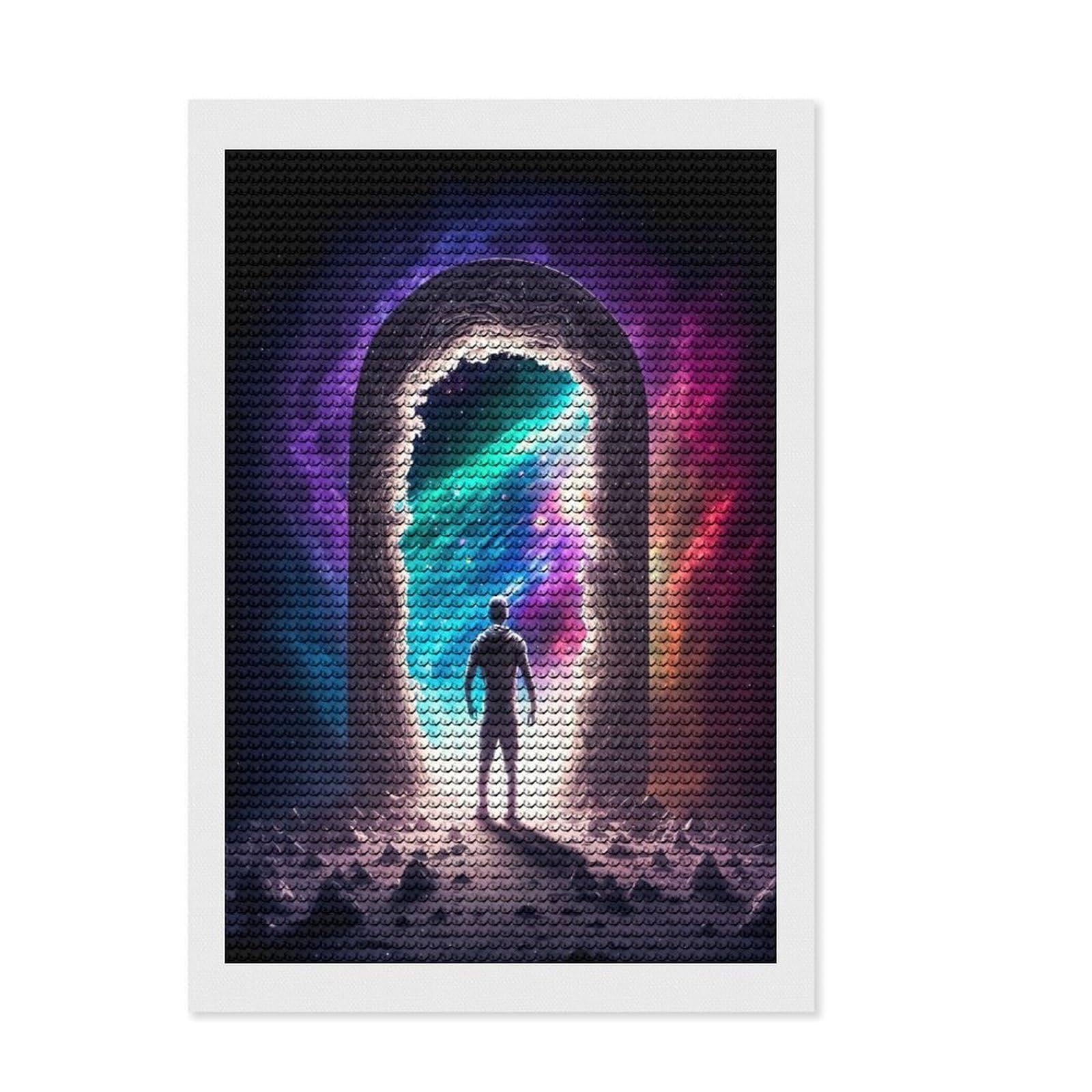 Junmoney Space Portal Diamond Art Kit 8"x12", Fun Craft Experience, Boho Decor, for Teens, Thoughtful Handmade Gift, Adhesive Canvas