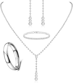 4MM Wedding Band Rings With Prom Jewelry Set-Ring Size 9.5- Silver