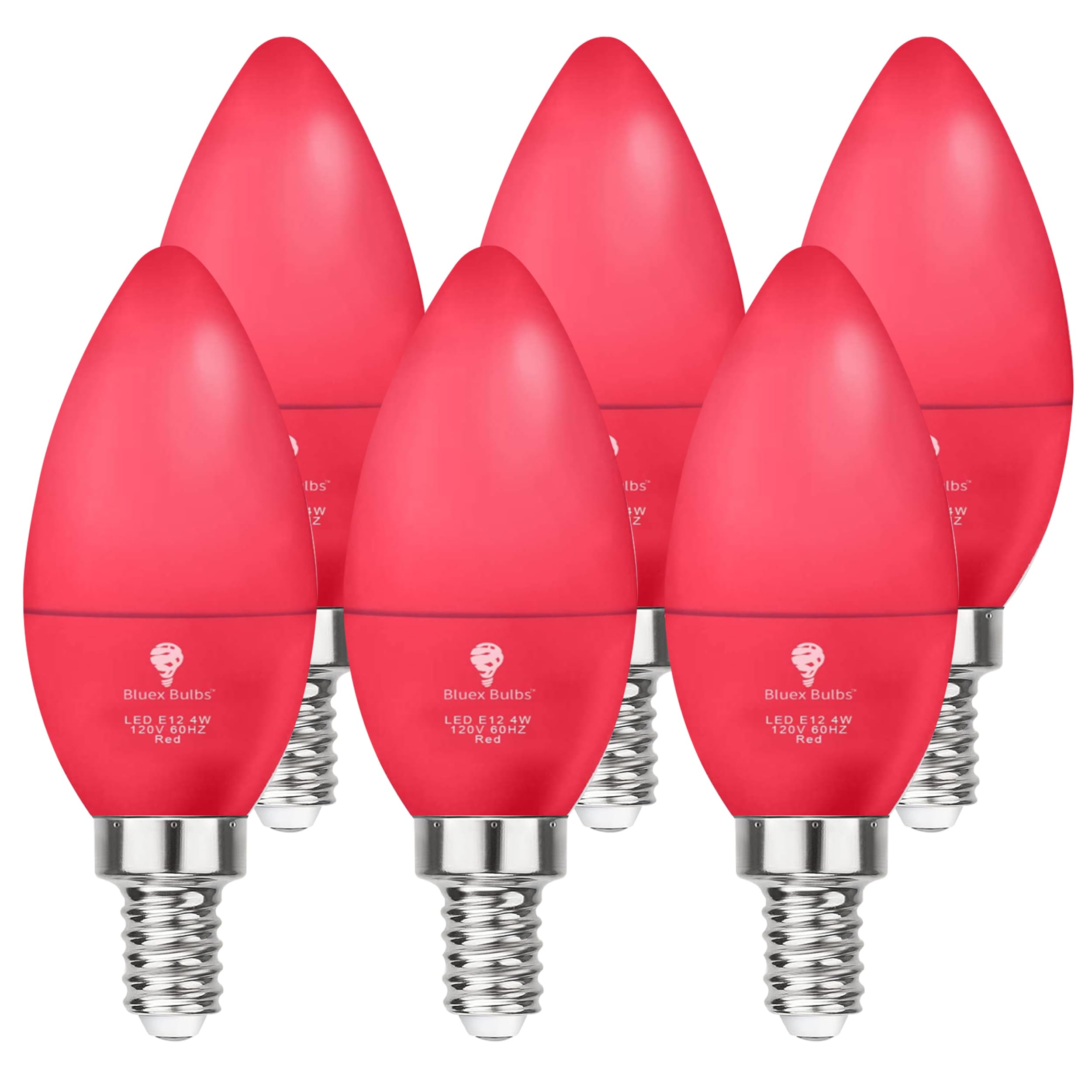 Photo 1 of ** missing one bulb **
6 Pack BlueX LED Pink Light Bulb - 4W (40Watt Equivalent) - E12 Base LED Pink Bulb, Party Decoration, Porch, Home Lighting, Holiday Lighting, Chandelier Light Bulbs, Candelabra Bulbs