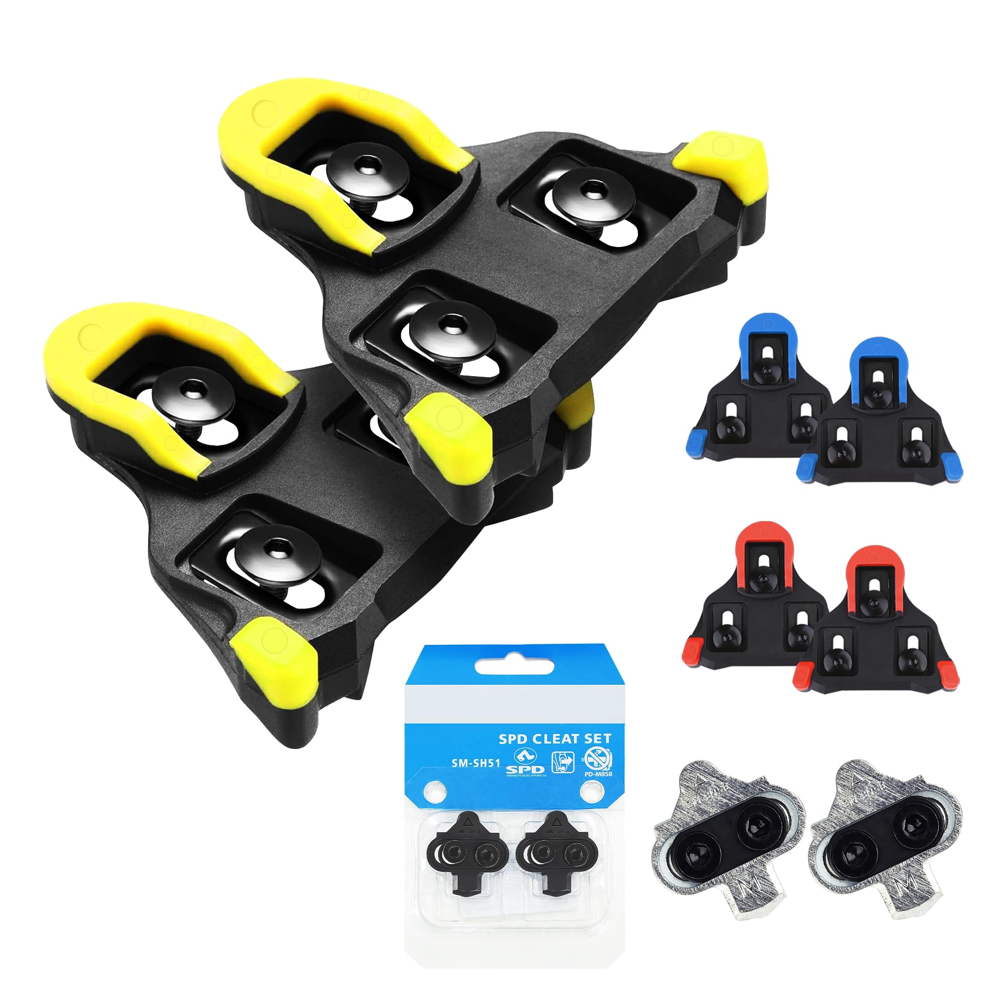 NAACOO SPD-SL Bike Cleats Compatible with Shimano SPD-SL Road Pedals, Durable 3-Hole Cycling Shoe Clips for Efficient Power Transfer, 0°/2°/6° Float Optional