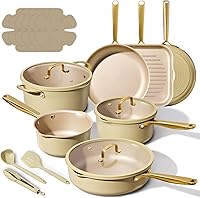 CAROTE 19-Piece Non-Stick Pots and Pans Set - Induction Ready, PFAS-Free, Dishwasher Safe Aluminum Cookware with Utensils & Cast Steel Handles